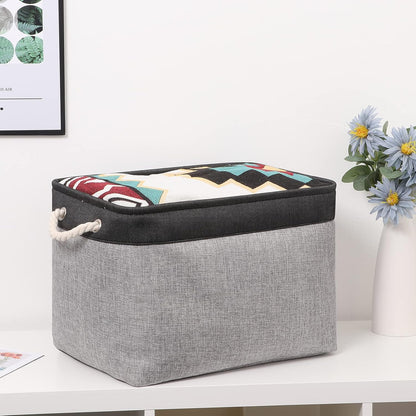 Bidtakay Fabric Storage Baskets with Handles [2-Pack] Large Canvas Organizer 16" X 11.8" X 11.8"