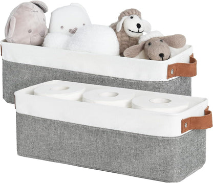 StorageWorks Narrow Storage Bins, Small Basket for Closet and Shelves, Fabric Organizer with