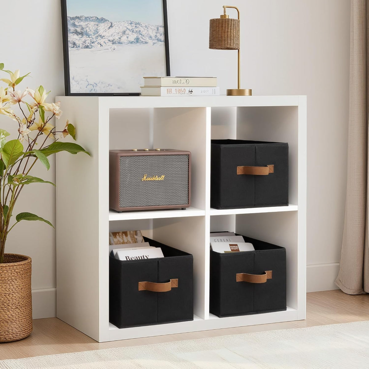 StorageWorks Storage Baskets for Shelves, Foldable Fabric Closet Storage Bins with Handles, Clothes