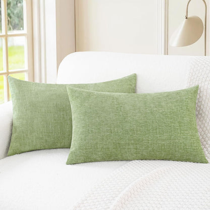CaliTime Throw Pillow Covers Decorative 12 X 20 Inches Pack of 2 Cozy Chenille Cushion Cases for