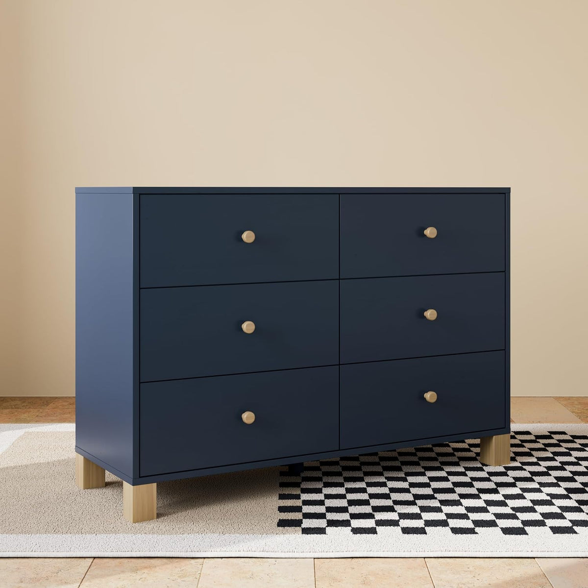 Storkcraft California 6 Drawer Double Dresser (Midnight Blue with Driftwood) – GREENGUARD Gold