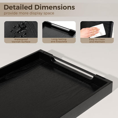Axeman Wooden Serving Tray with Metal Handles|Ottoman Tray for Breakfast, Bed, Couch|17x13in Ash