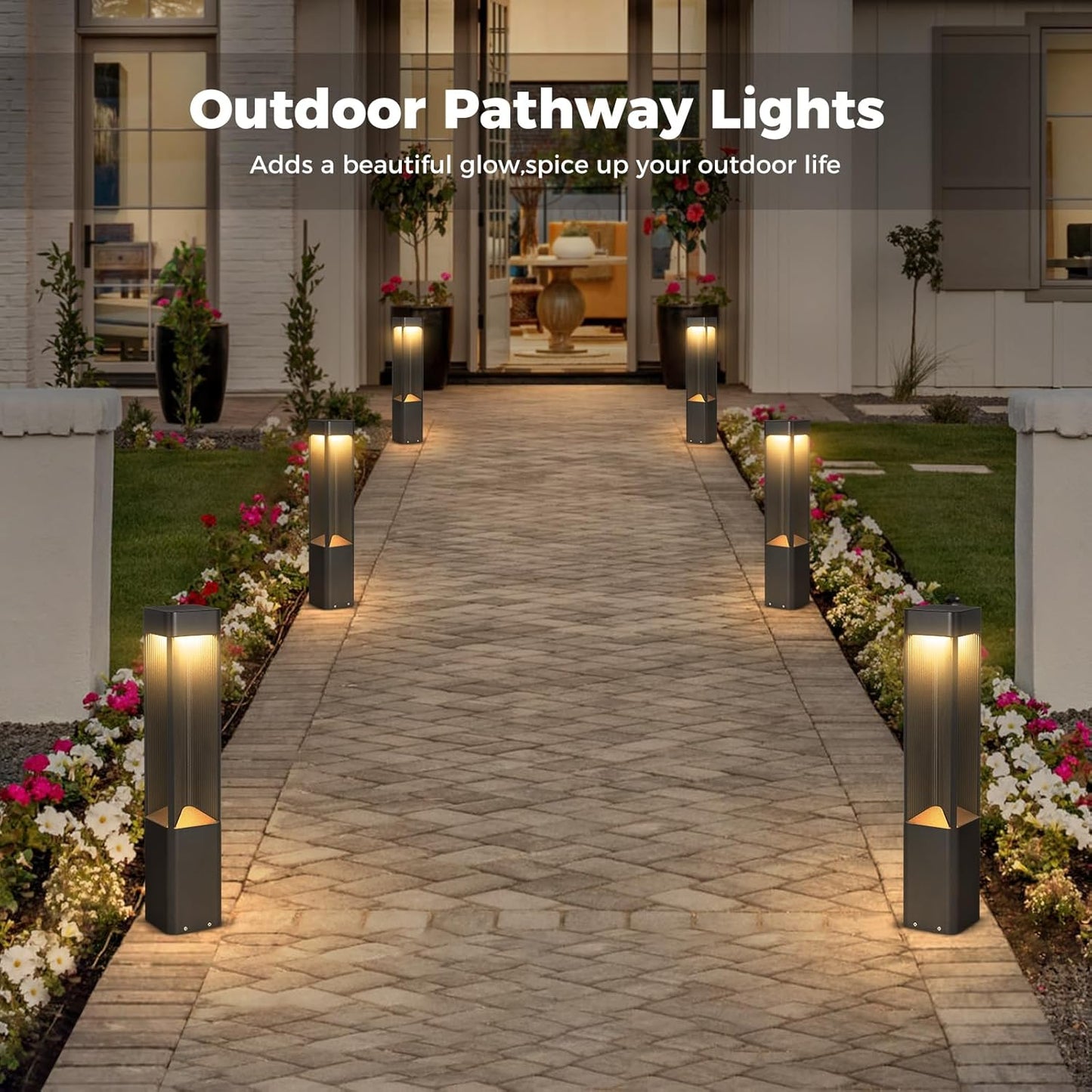 3000K Pathway Lights Black Landscape Path Light Outdoor Waterproof Garden Floor Lamp Modern Walkway