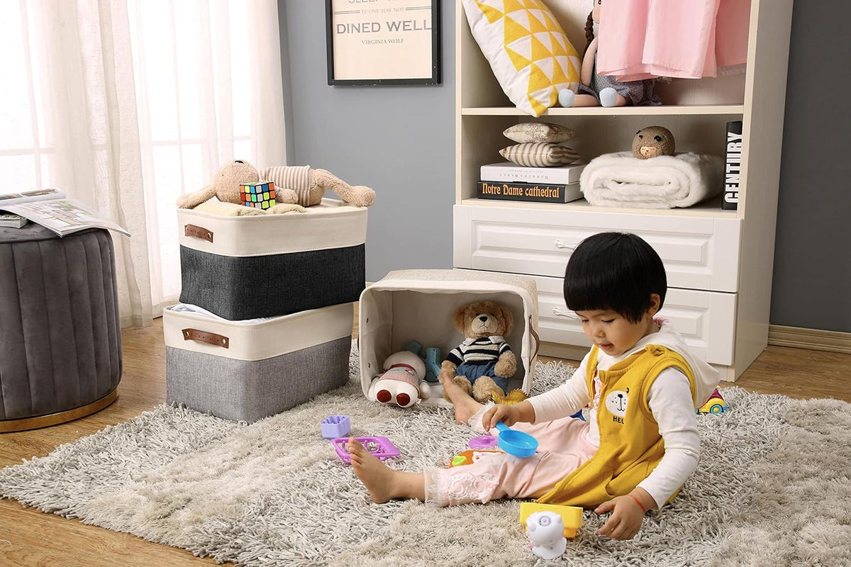 DECOMOMO Storage Bins Fabric Storage Baskets for Shelves, Linen Closet Organization Toys Nursery