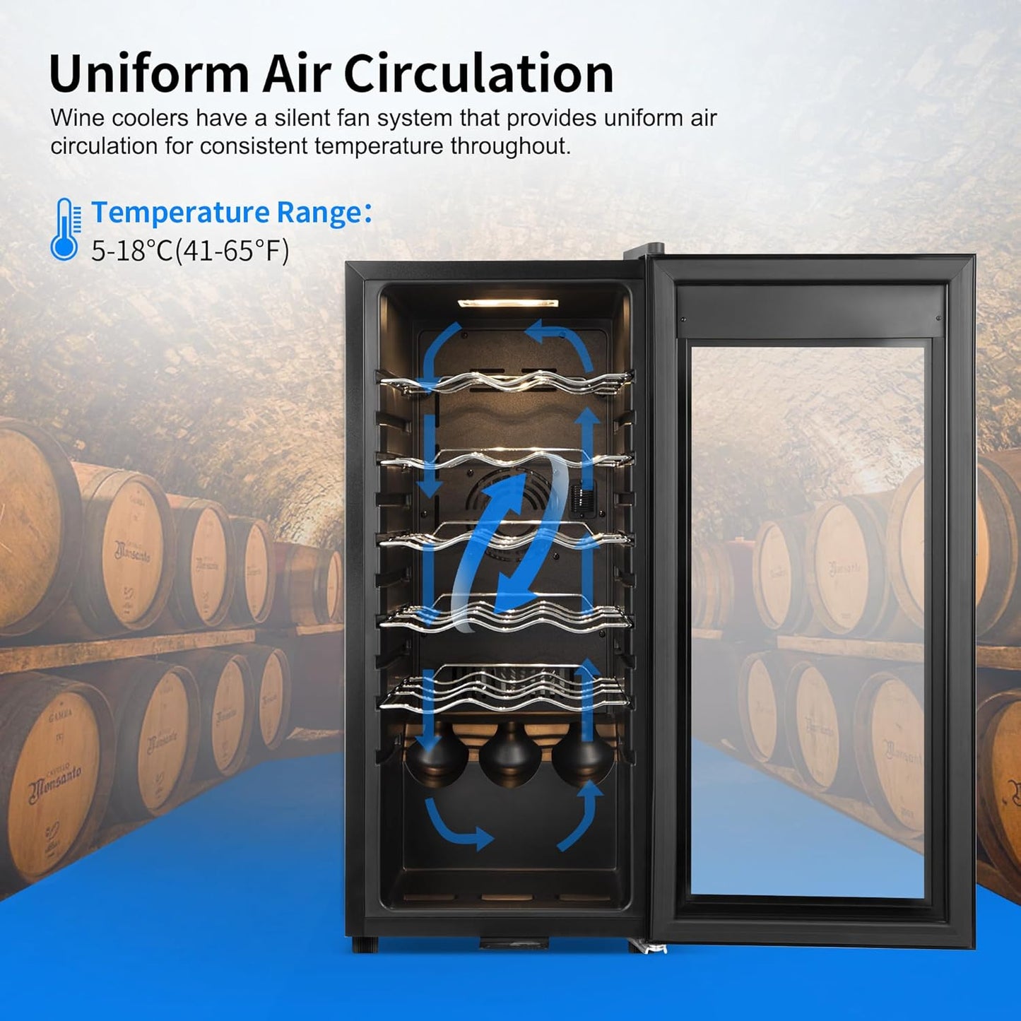 Wine Cooler Refrigerator 18 Bottles, Small Wine Fridge Mini Wine Fridge Countertop with Glass Door