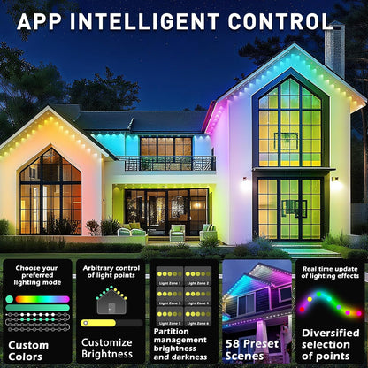 100ft Permanent Outdoor Lights,for House Roof, Christmas, Holiday, Party, Daily Lighting, IP67