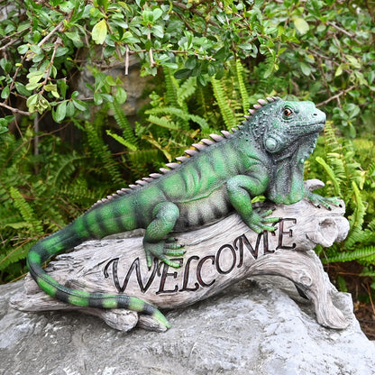 Chameleon Figurine Lizard Garden Decor: Big Iguana Figure Outdoor Statue Resin Yard Decoration