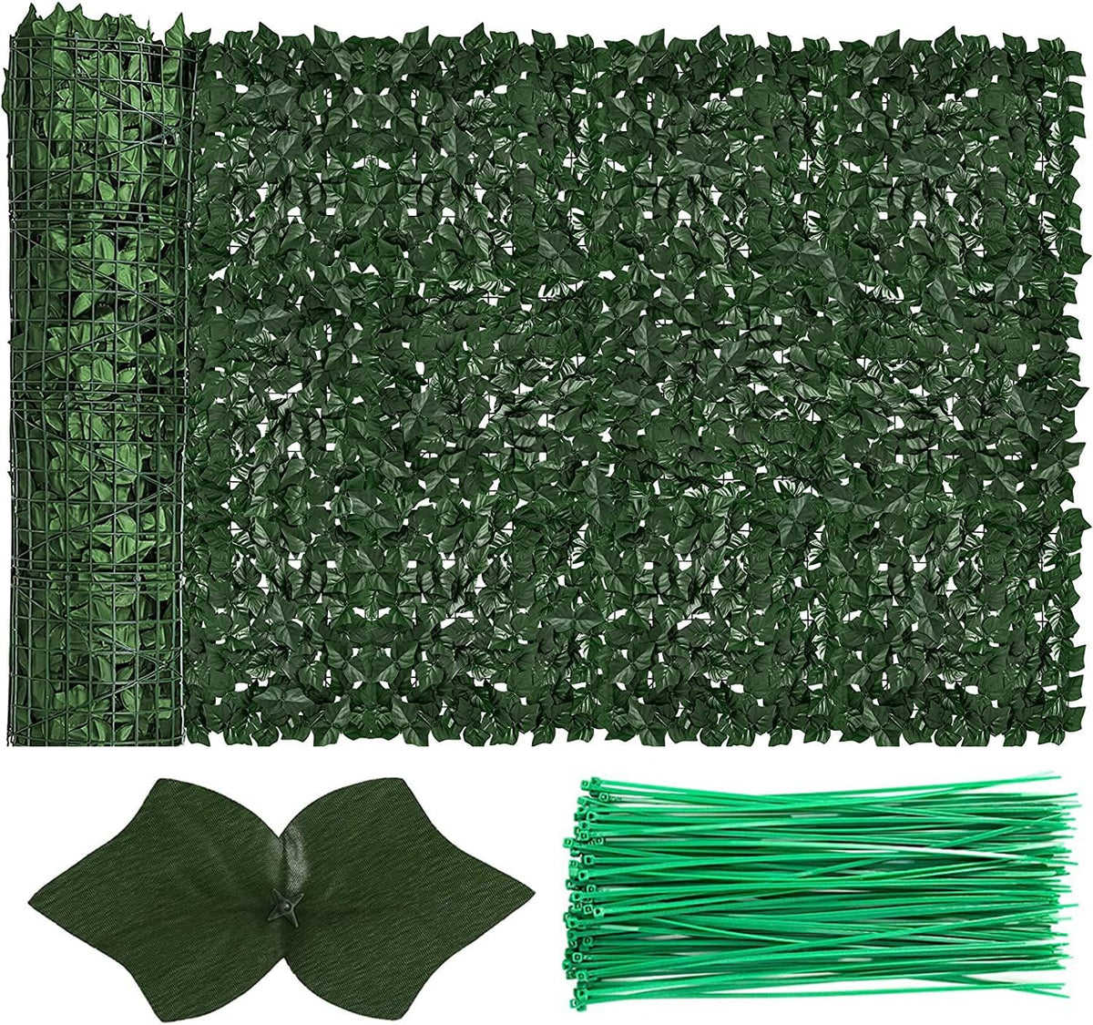 Faux Ivy Fence Privacy Screen Outdoor Expandable Artificial Greenery Roll Fake Hedge Wall Patio