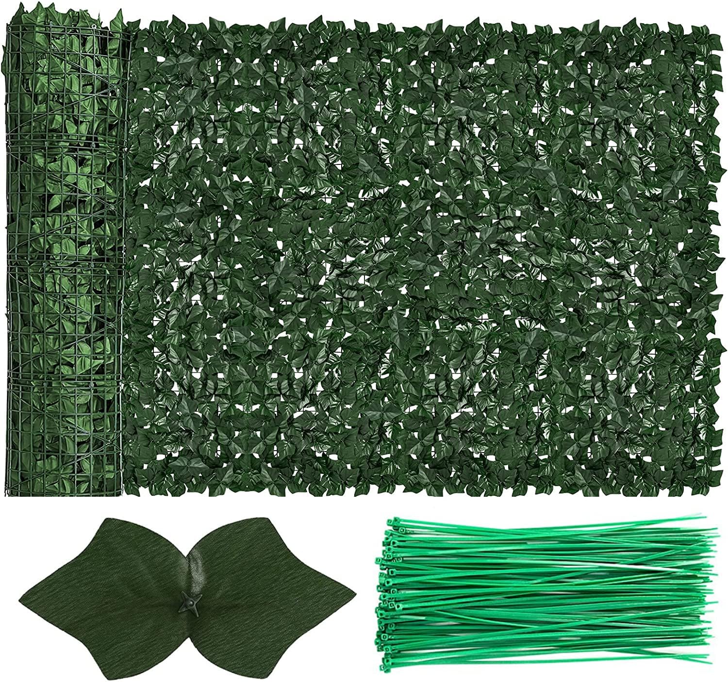 Faux Ivy Fence Privacy Screen Outdoor Expandable Artificial Greenery Roll Fake Hedge Wall Patio