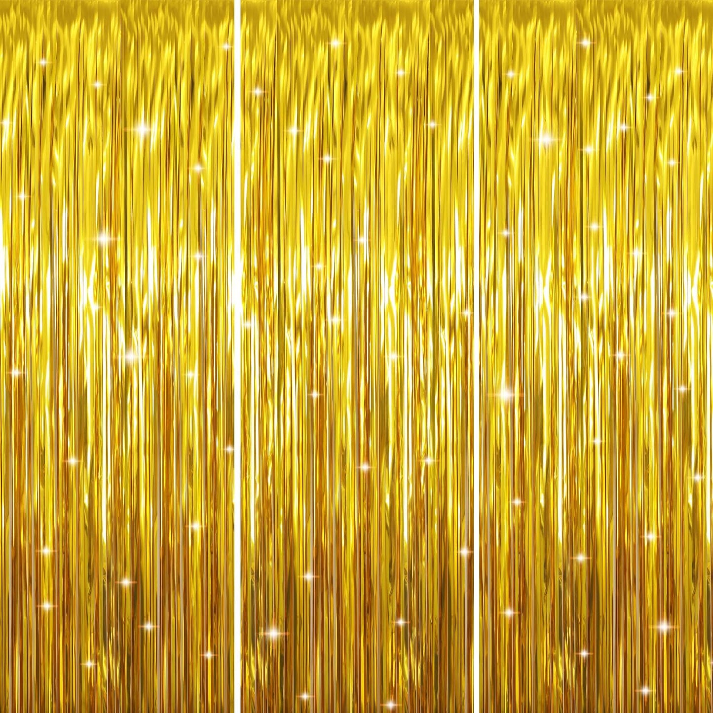 GOER 3.2 ft x 9.8 ft Metallic Tinsel Foil Fringe Curtains Party Photo Backdrop Party Streamers for