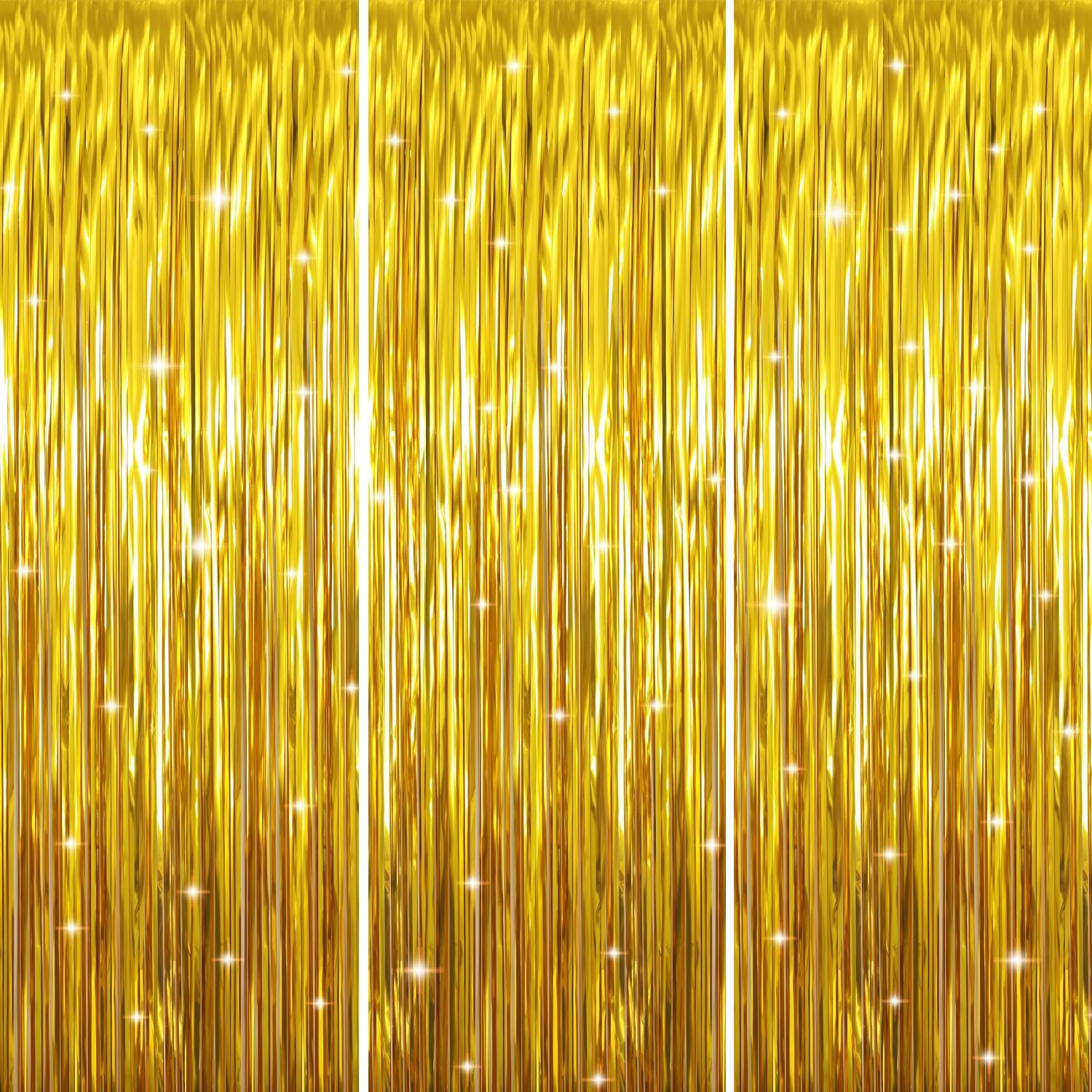 GOER 3.2 ft x 9.8 ft Metallic Tinsel Foil Fringe Curtains Party Photo Backdrop Party Streamers for