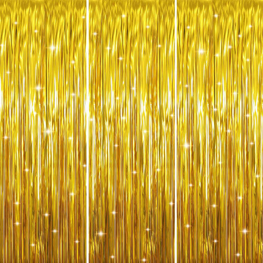 GOER 3.2 ft x 9.8 ft Metallic Tinsel Foil Fringe Curtains Party Photo Backdrop Party Streamers for