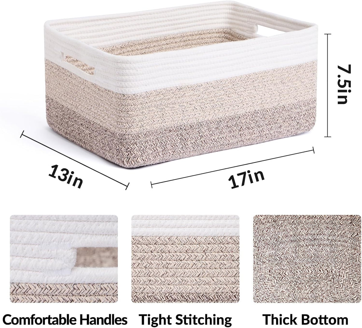 Large Storage Baskets for Shelves, Closet Organizers Bins for Clothes Blanket Towels, Baby Nursery