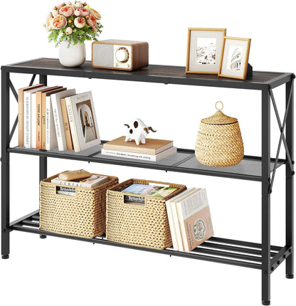 Hoctieon Industrial Console Table, 3 Tier Entryway Table, Hallway Table, Narrow Sofa Table with
