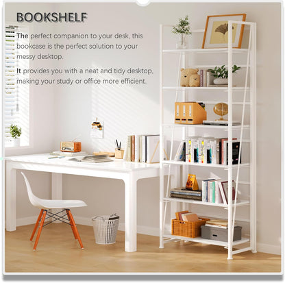 4NM No Assembly Foldable Bookshelf, 6-Shelf Collapsible Bookcase Storage for Small Spaces, 74" H