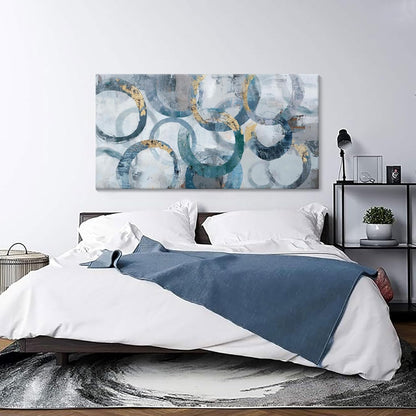 Mofutinpo Abstract Canvas Wall Art for Living Room, Modern Minimalist Wall Pictures Painting - Blue