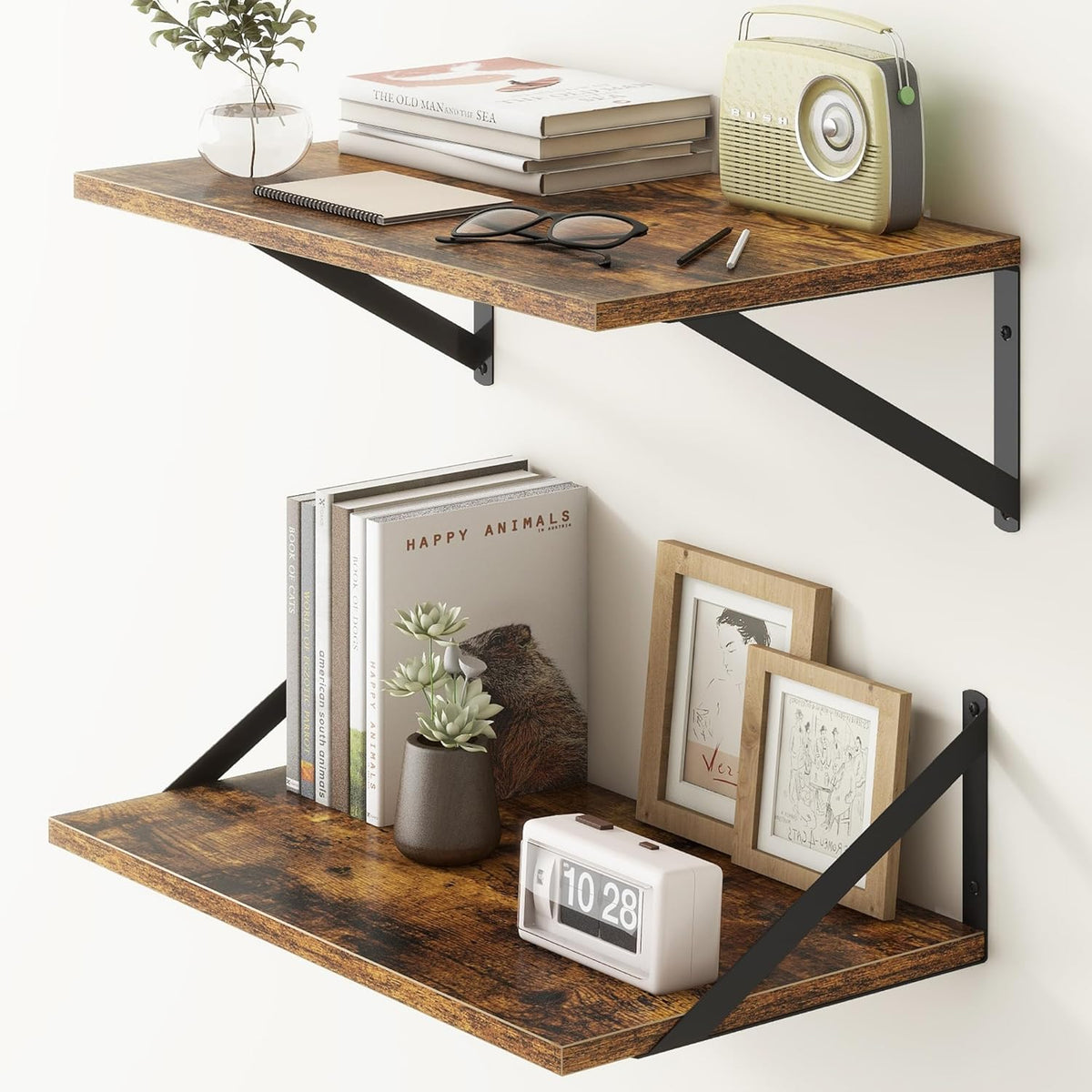 Fun Memories 20 Inch Floating Shelves, Deep Wall Shelves for Kitchen, 20 x 12 Floating Shelf for