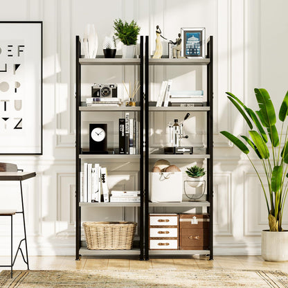 NUMENN Narrow Bookshelf, 5 Tier Bookshelves, Home Office Bookcase Shelf Storage Organizer, Free