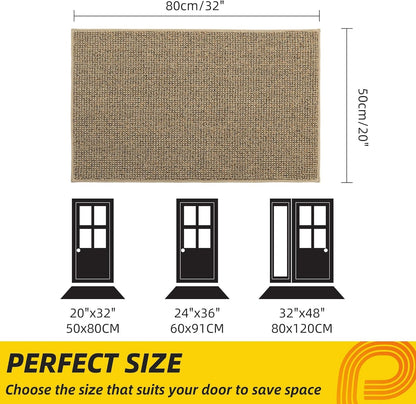 JSEI Dirt Trapper Door Mat 20"x32" Non-Slip Washable Entrance Mat, Dog Doormats, Absorbent &