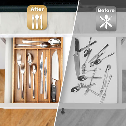 Silverware Organizer Kitchen Drawer Organizer Utensil Organizer Acacia Silverware Holder Cutlery