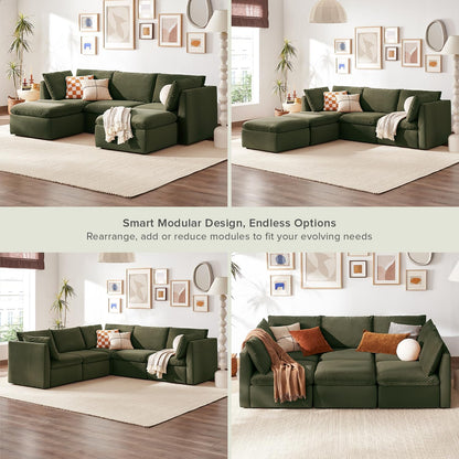 mopio Oversized Modular Sectional Sofa with Fully Removable Covers and Storage, Convertible U
