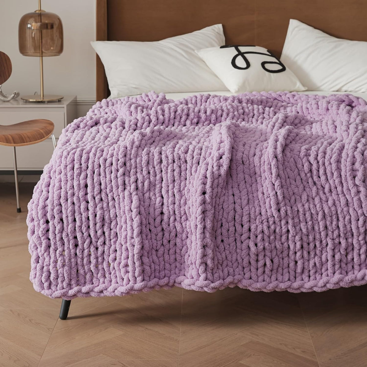 WESHIONGOO Chunky Knit Blanket Throw 50"×60" Knitted Throw Blankets for Couch Bed Fluffy Soft