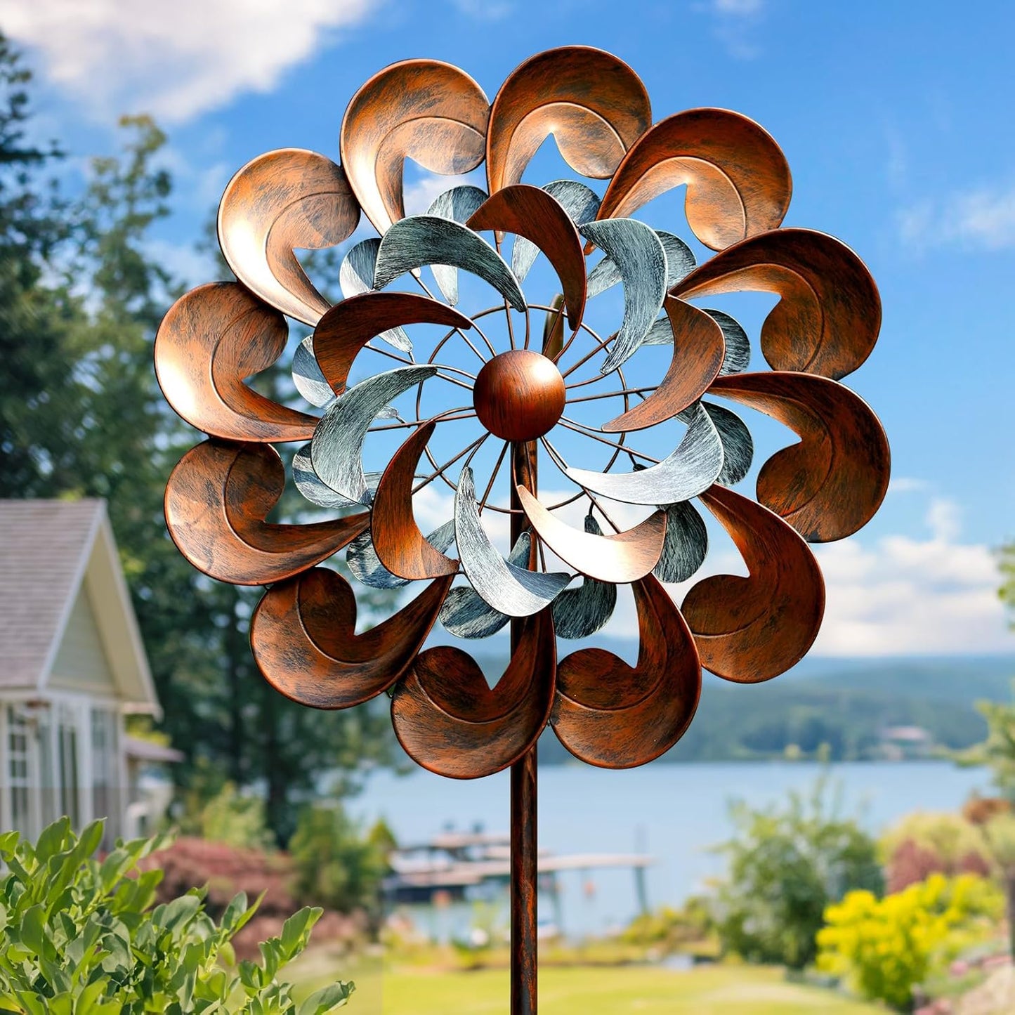 Wind Spinner Outdoor Garden Decor, Wind Spinners for Yard and Garden, 84 inch Copper Wind