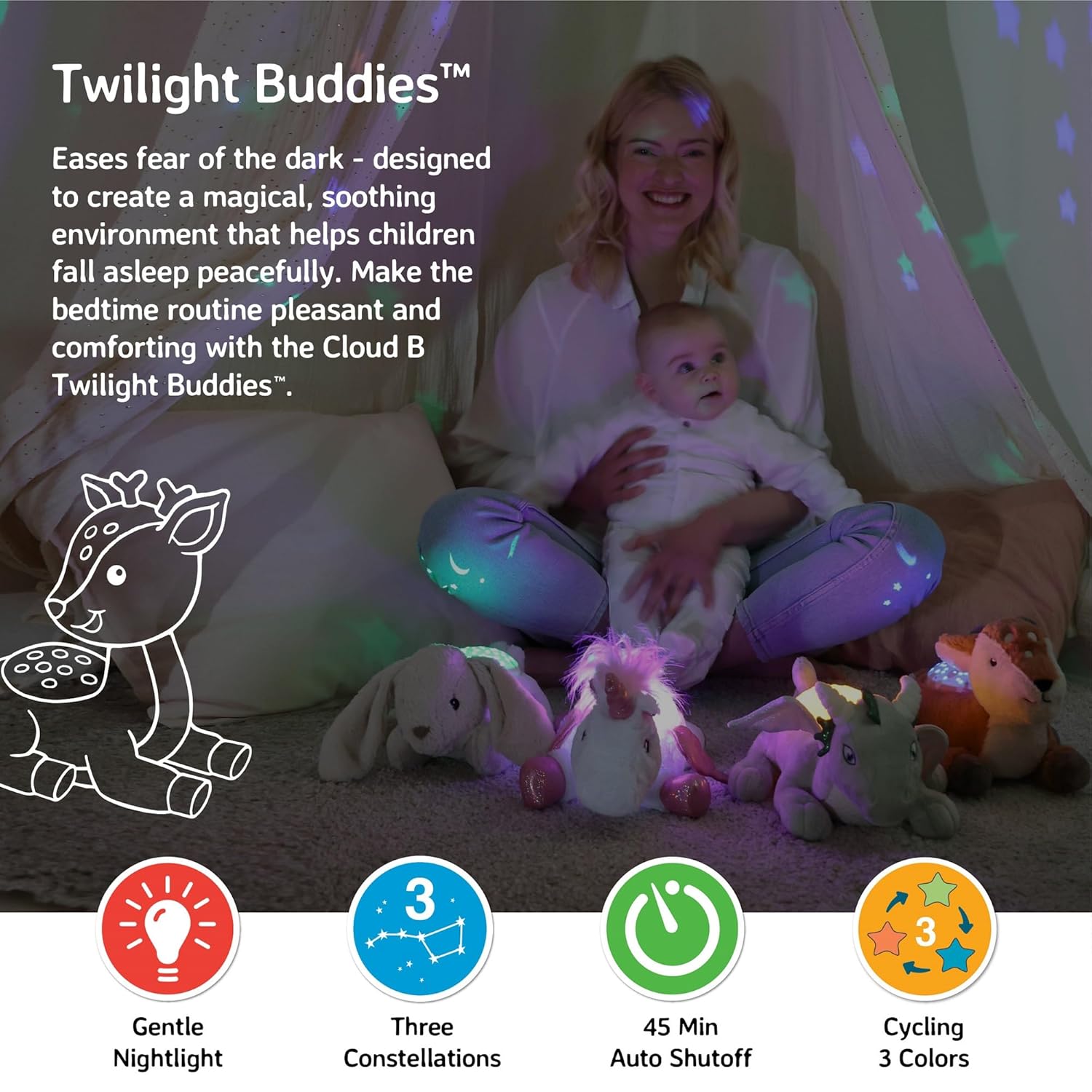 Cloud b Calming Nightlight Star Projector | Gentle Brightness | 3 Colors | 3 Constellations |