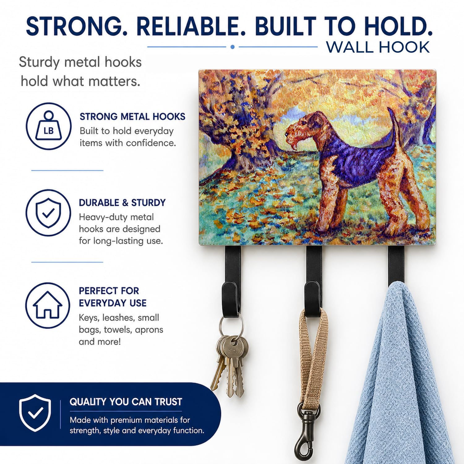 Caroline's Treasures 7343TH68 Autumn Airedale Terrier Leash or Key Holder, Wall Hooks, Key Hooks