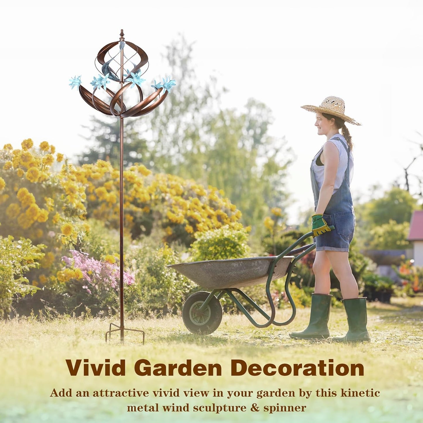 Wind Spinners Outdoor Metal - 86" Height Extra Large Kinetic Wind Spinner Sculpture for Yard and