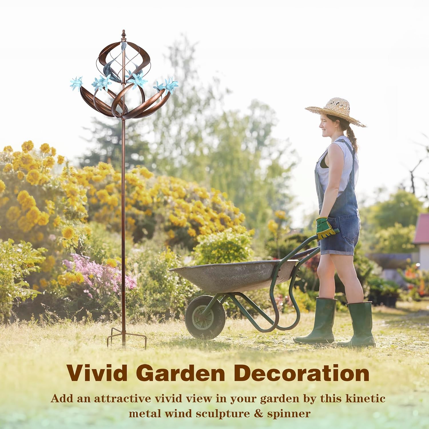Wind Spinners Outdoor Metal - 86" Height Extra Large Kinetic Wind Spinner Sculpture for Yard and