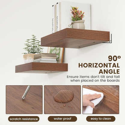 Deep Floating Shelves for Wall | 16 Inch Wide x 12 Inch Deep Floating Shelves Set of 2 | Rustic