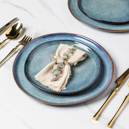 AmorArc Ceramic Dinnerware Sets,Handmade Reactive Glaze Stoneware Plates and Bowls Set,Highly