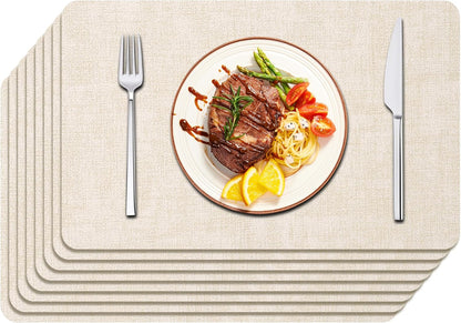 Maxpearl Faux Leather Placemats Set of 8 – Waterproof, Wipe Clean, Heat Resistant, Non-Slip Dining