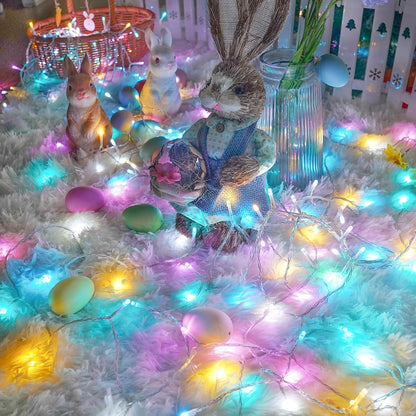 Easter Lights Battery Operated Fairy Lights, 2 Pack 33FT 100LED Multicolor easter String Lights, 8