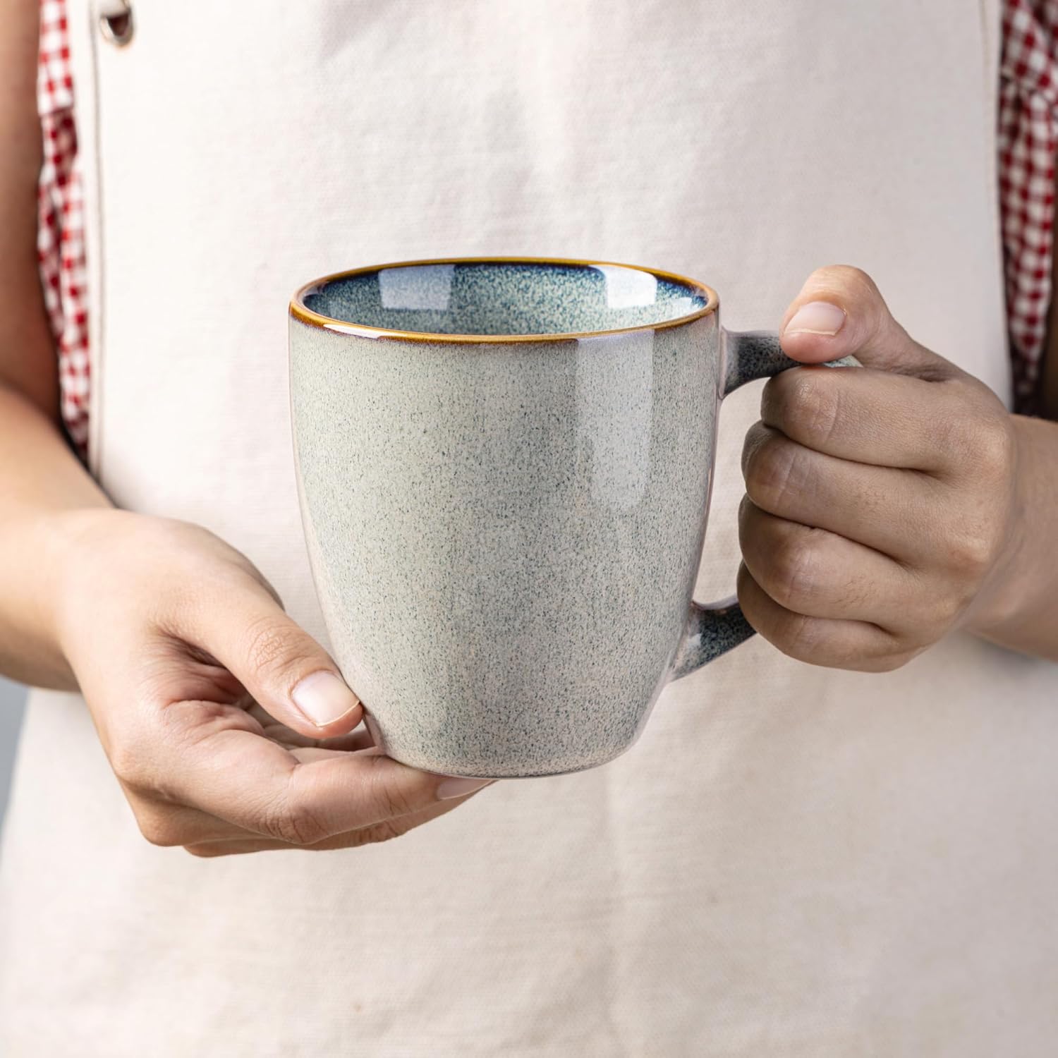 GBHOME Ceramic Coffee Mugs Set of 4, 12oz Stoneware Coffee Mugs Set For Dad Mom Women MEN, Light