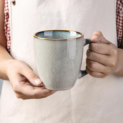 GBHOME Ceramic Coffee Mugs Set of 6, 12oz Stoneware Coffee Mugs Set For Dad Mom Women MEN, Light