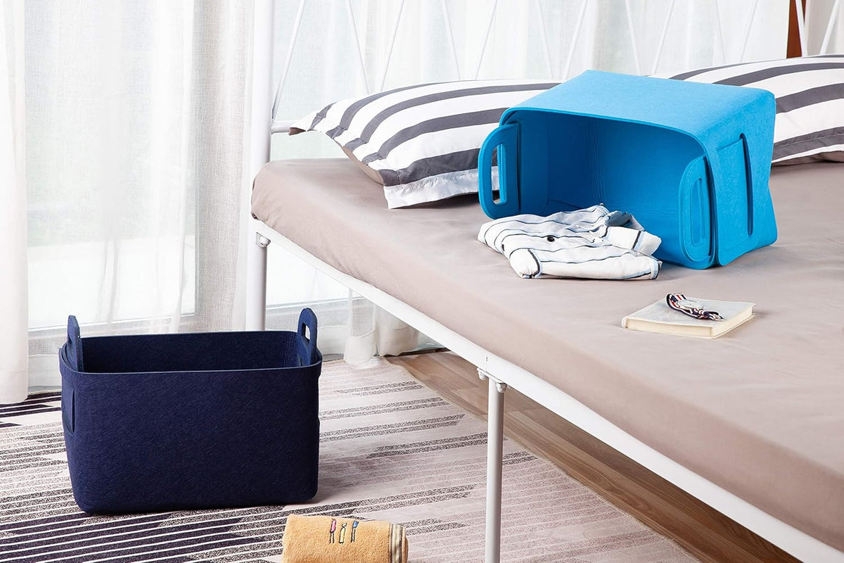 Minoisome Storage Basket Felt Storage Bin Collapsible& Convenient Box Organizer with Carry Handles