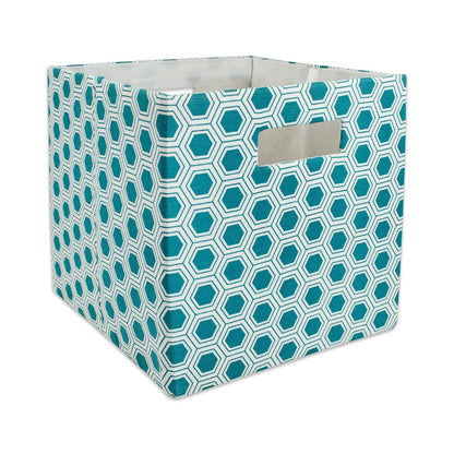 DII Collapsible Polyester Storage Cube, Honeycomb, Teal, Large