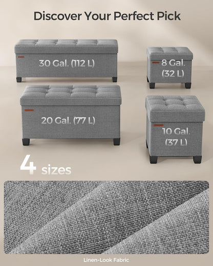 SONGMICS Storage Ottoman Bench, Foldable Foot Rest with Legs, 15 x 43 x 15.7 Inches, End of Bed