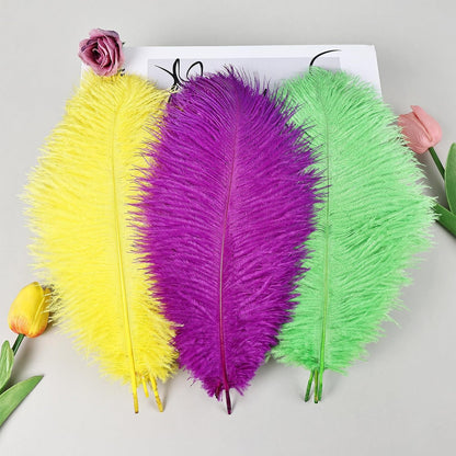 THARAHT Light Yellow Ostrich Feathers 24pcs Natural Bulk 8-10Inch 20cm-25cm for Wedding Party