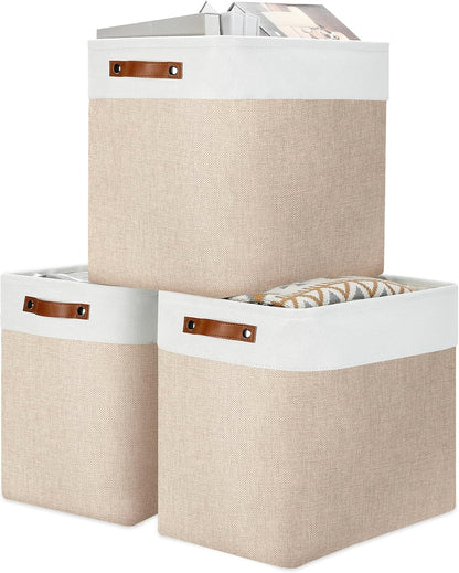 DULLEMELO Large Storage Baskets for Organizing, Canvas Storage Bins Big Baskets With Handles for