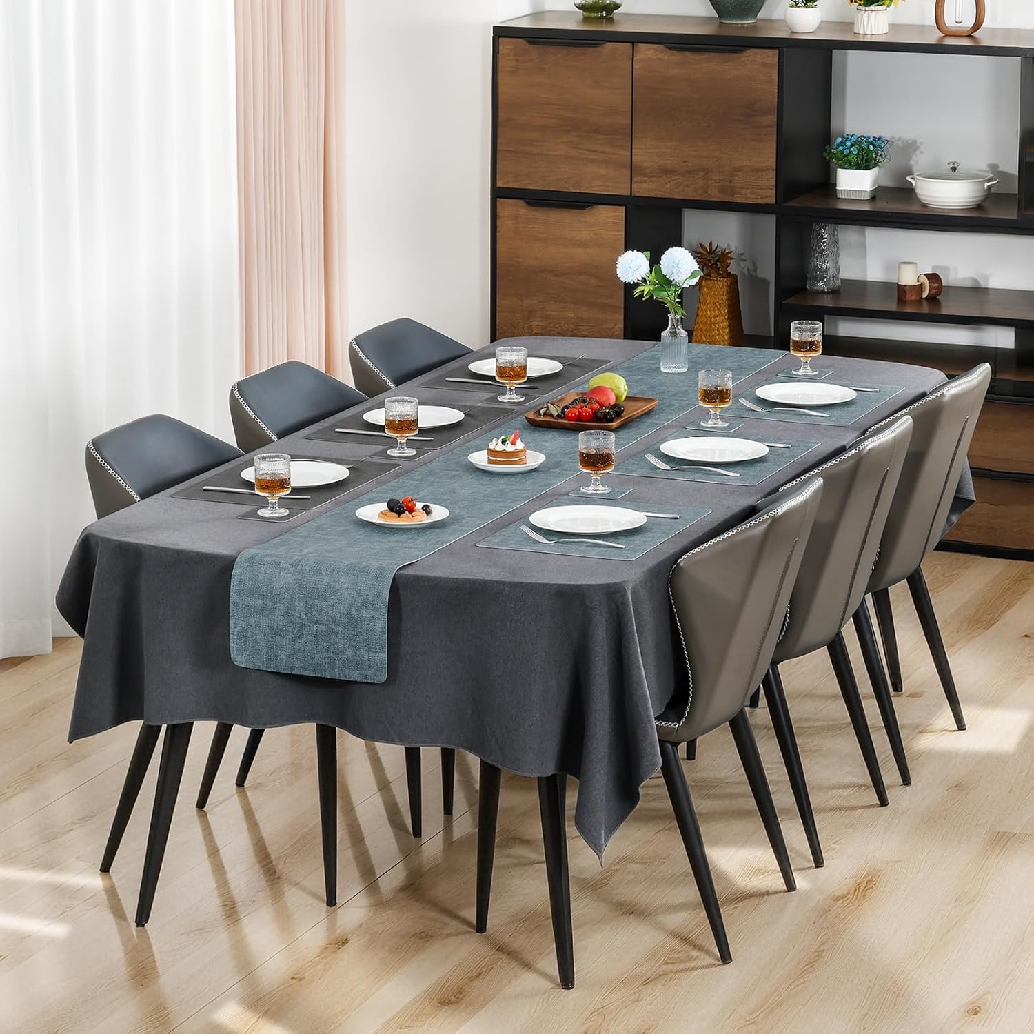 Myir JUN Dual Sided Placemats, Faux Leather Set of 8 for Dining Table, Non-Slip Washable Heat