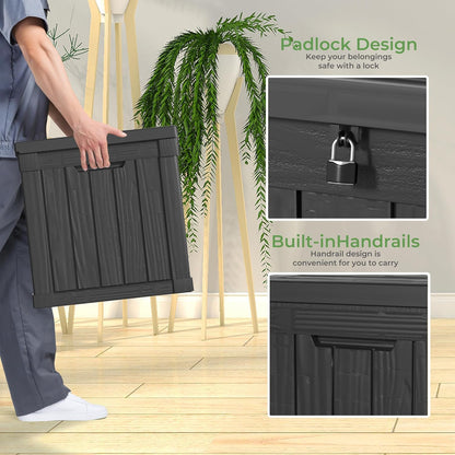 50 Gallon Resin Deck Box, Lockable Outdoor Storage Box for Patio Cushions Storage Furniture,Garden
