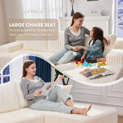 Hobestluk 96“ Modular Sectional Sofa Couches L-Shape Couch 3 Seat Modular Sofa Memory Foam