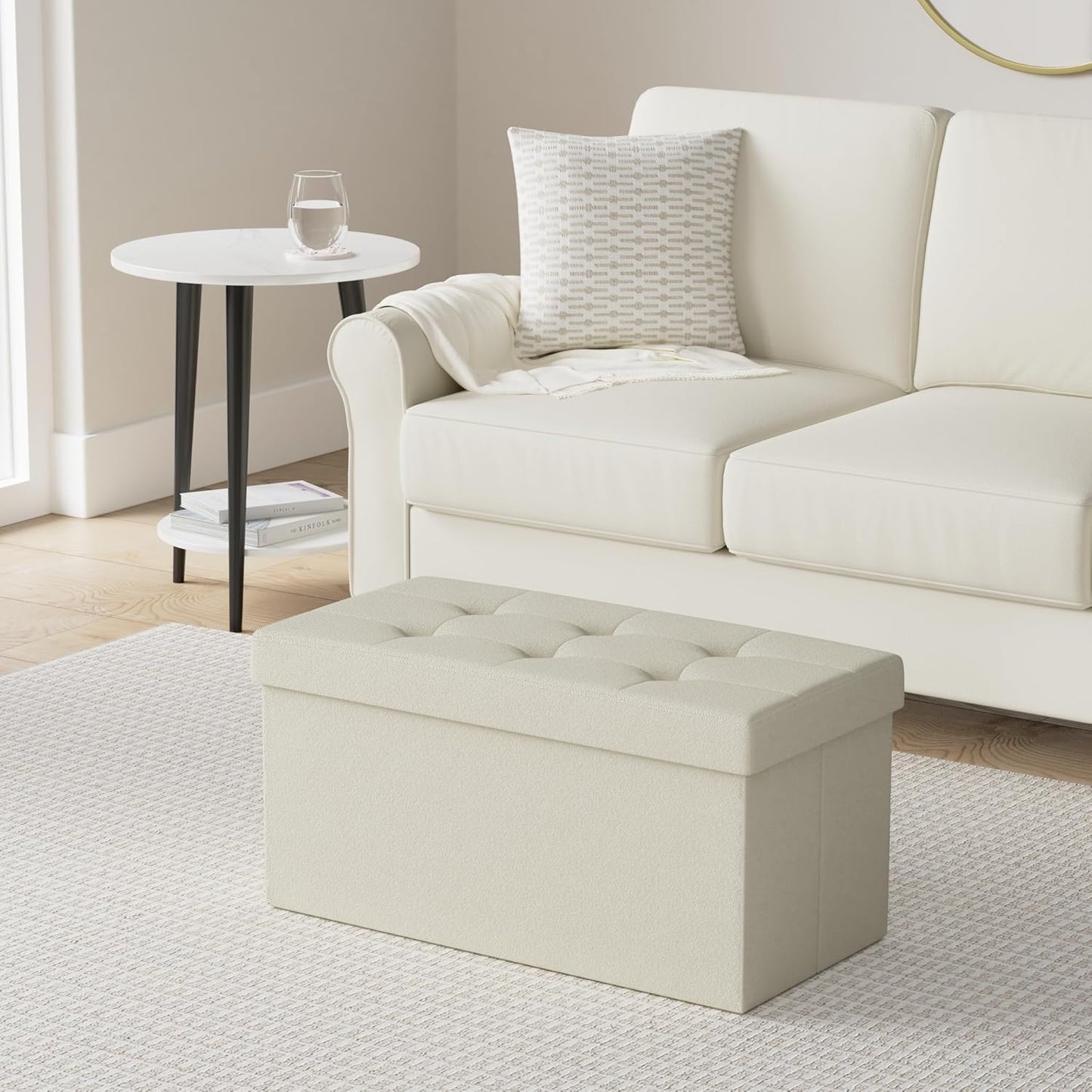 SONGMICS MAZIE Collection - 30 Inches Folding Storage Ottoman Bench, Ottoman Foot Rest, End of Bed
