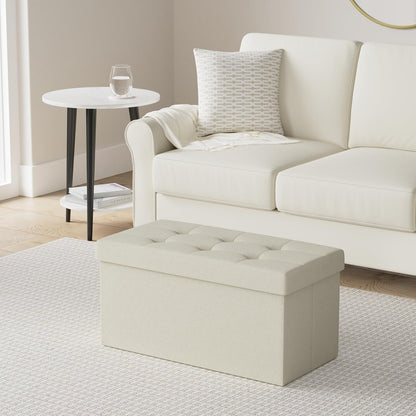 SONGMICS MAZIE Collection - 30 Inches Folding Storage Ottoman Bench, Ottoman Foot Rest, End of Bed