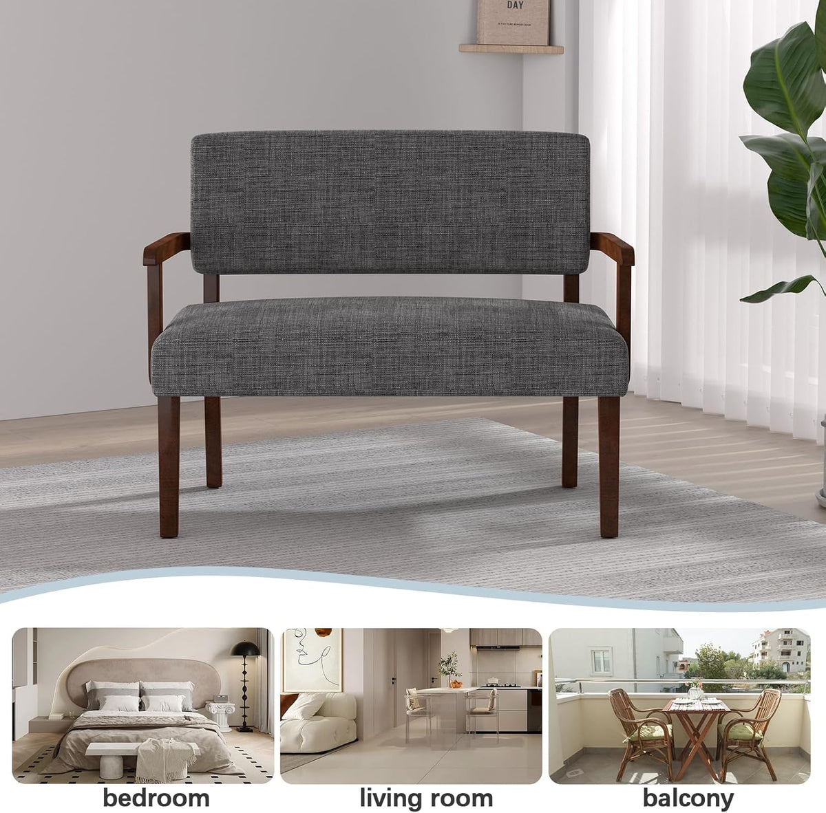 Accent Chair 2 Seat, Arm Chairs with Soft Seat and Armrests for Living Room, Love seat for Dining