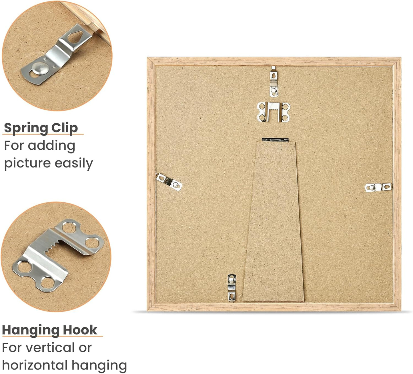 upsimples 10x10 Frame, Natural Solid Wooden Picture Frames, Display 8x8 with Mat or 10 x 10 Without