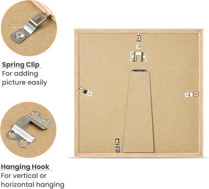 upsimples 10x10 Frame, Natural Solid Wooden Picture Frames, Display 8x8 with Mat or 10 x 10 Without